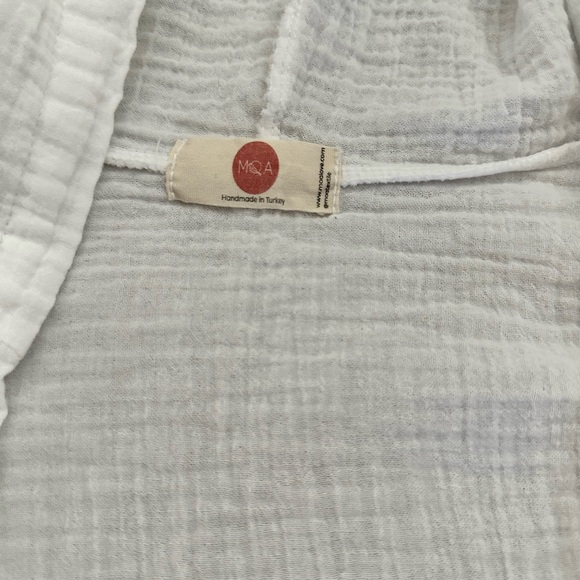 New Evil Eye and Moon Double Gauze White Hooded Organic Cotton Robe - Picture 7 of 11